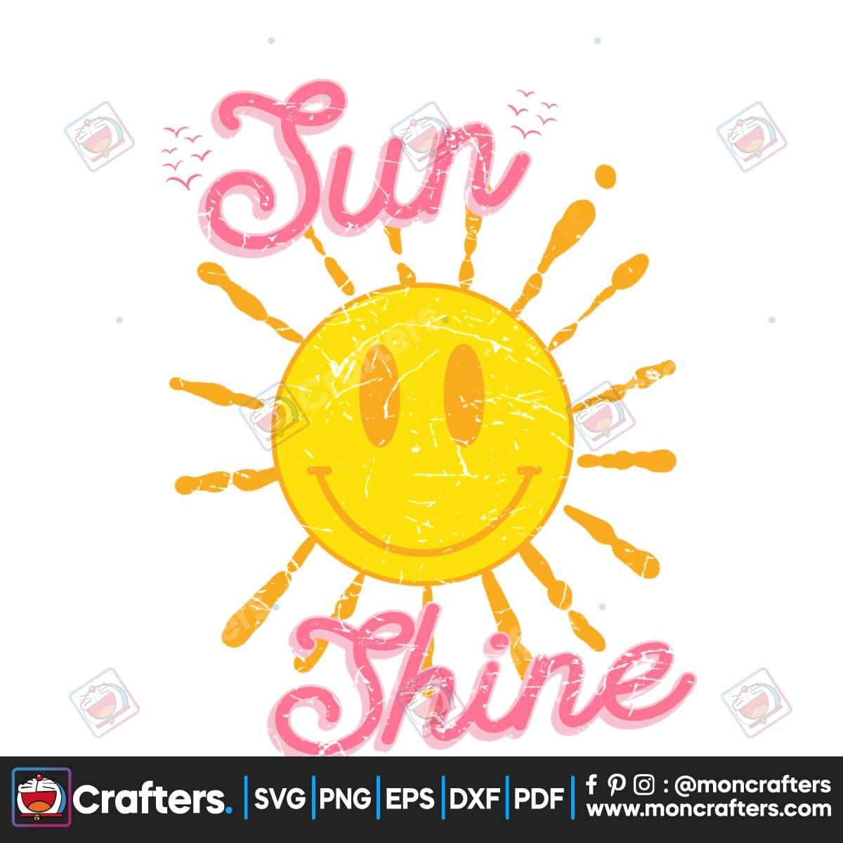 Sunshine Retro Groovy Smiley Summer PNG Instant Download