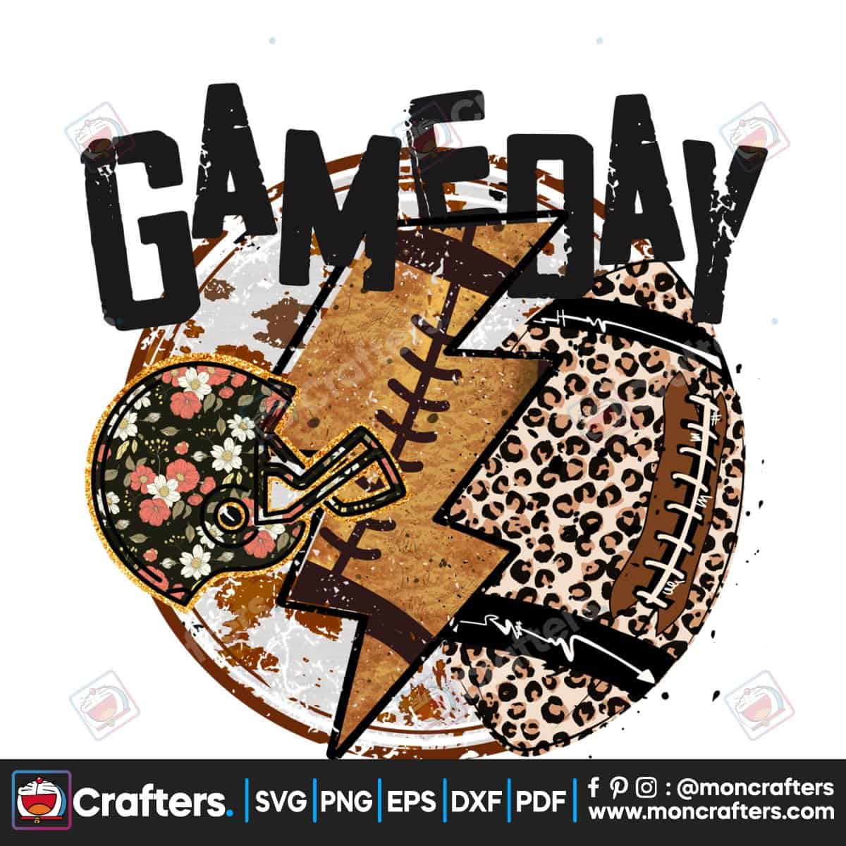 Game Day Football Leopard Western PNG Instant Download