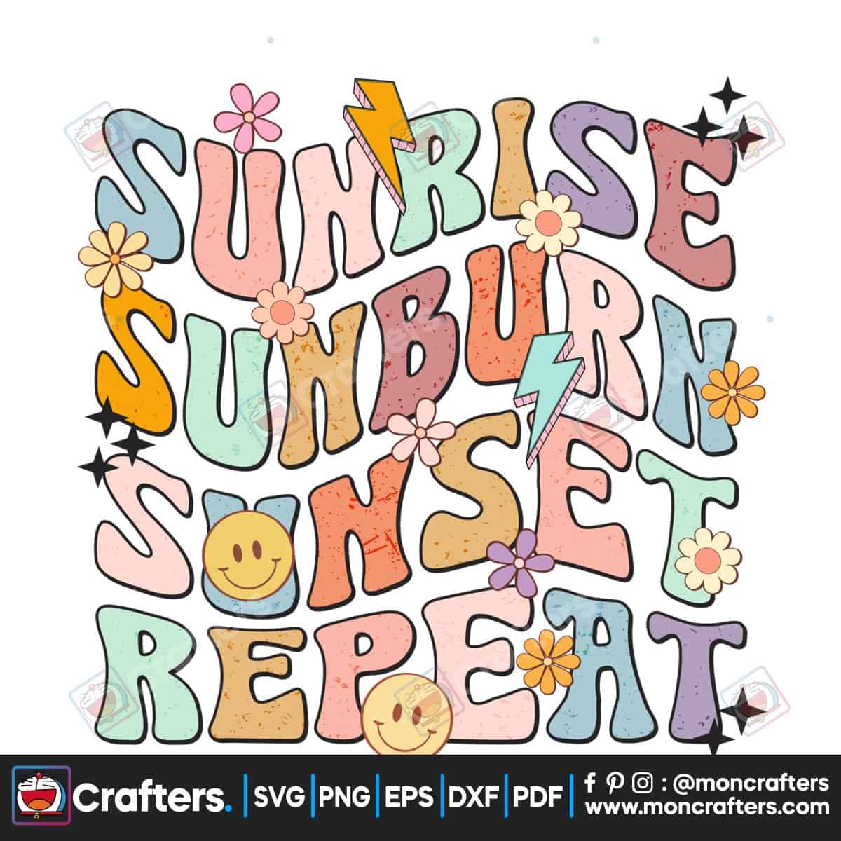 Summer Vibes Retro Groovy Flower PNG Digital Download Instant Download