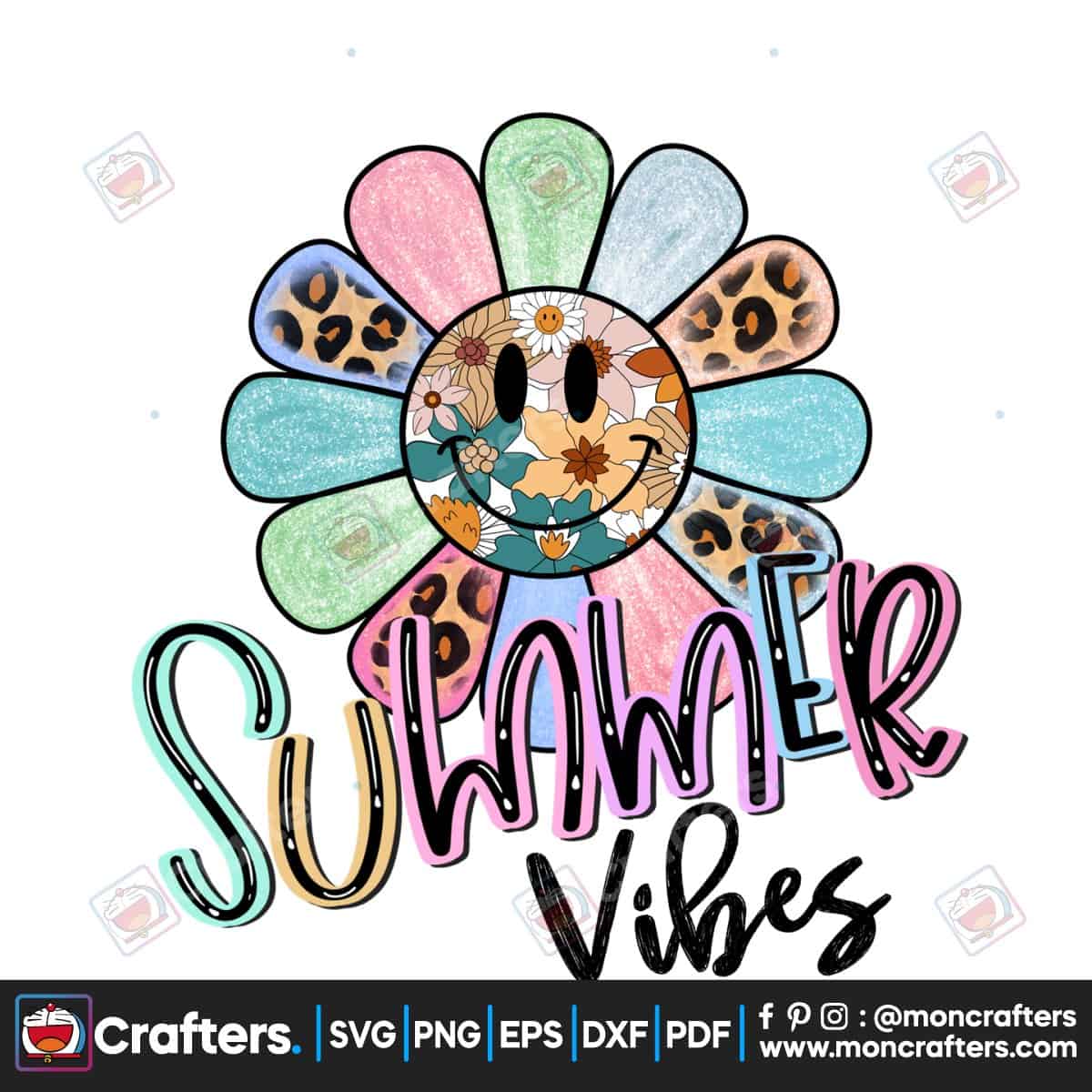 Summer Vibes Retro Daisy Flower PNG Instant Download