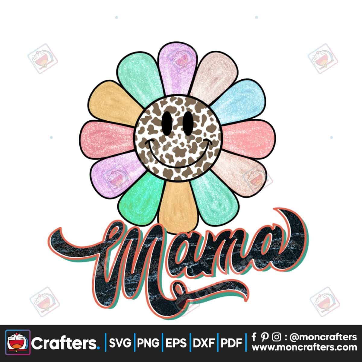Retro Mama Daisy Colorful Sublimation Instant Download Instant Download