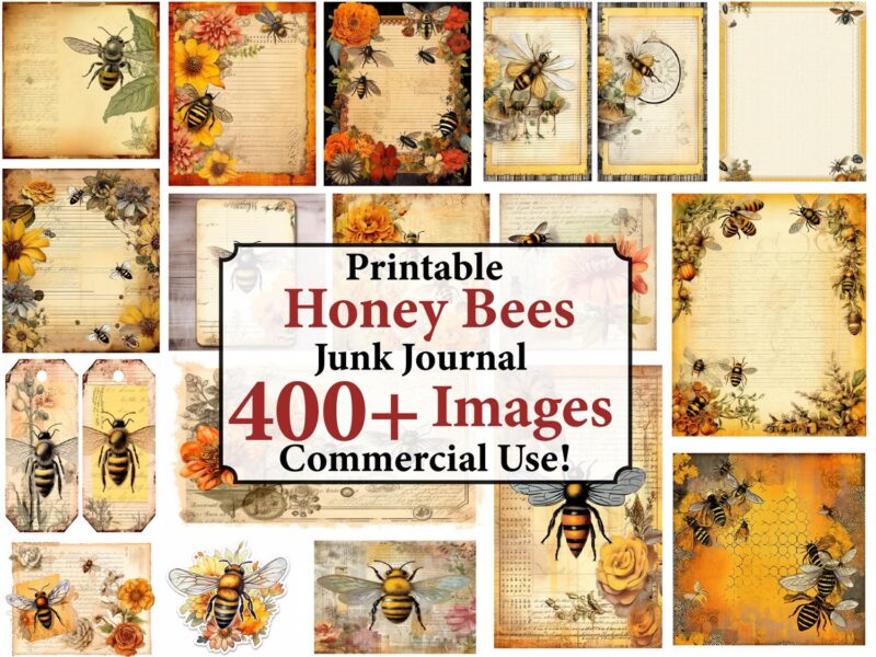 vintage-honey-bees-junk-journal-kit