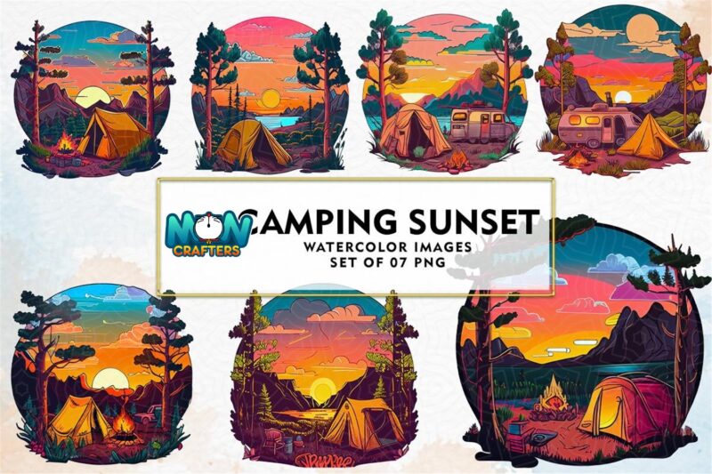 camping-sunset-watercolor-sublimation