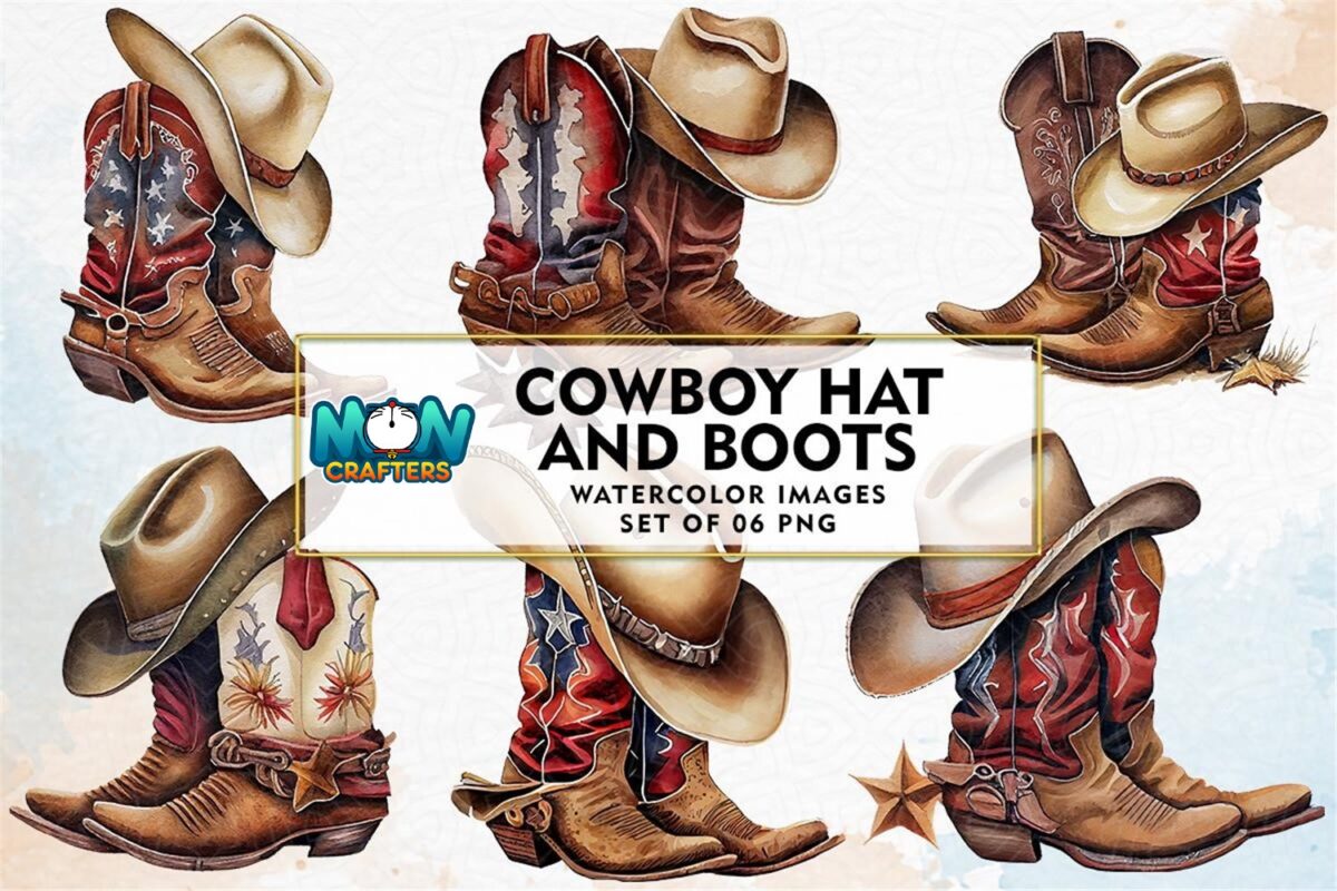 cowboy-hat-and-boots-watercolor-clipart