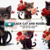 black-cat-and-roses-watercolor-clipart