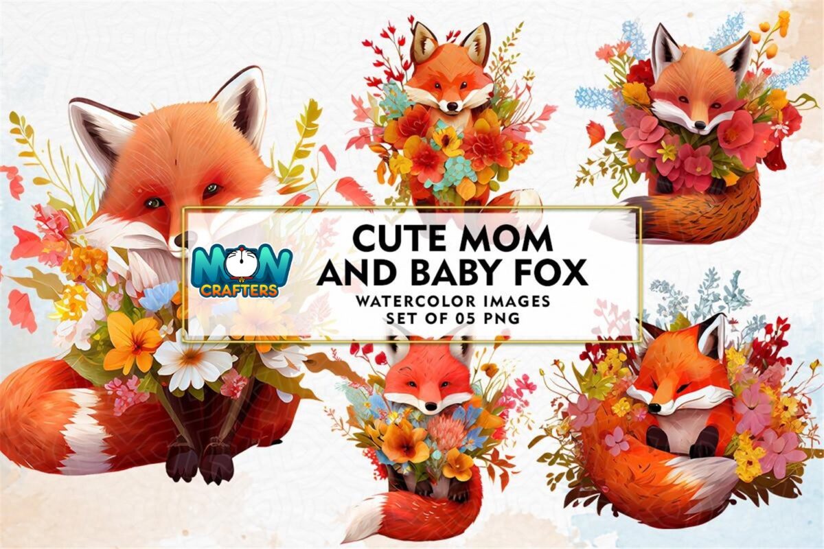 cute-mom-and-baby-fox-watercolor-clipart