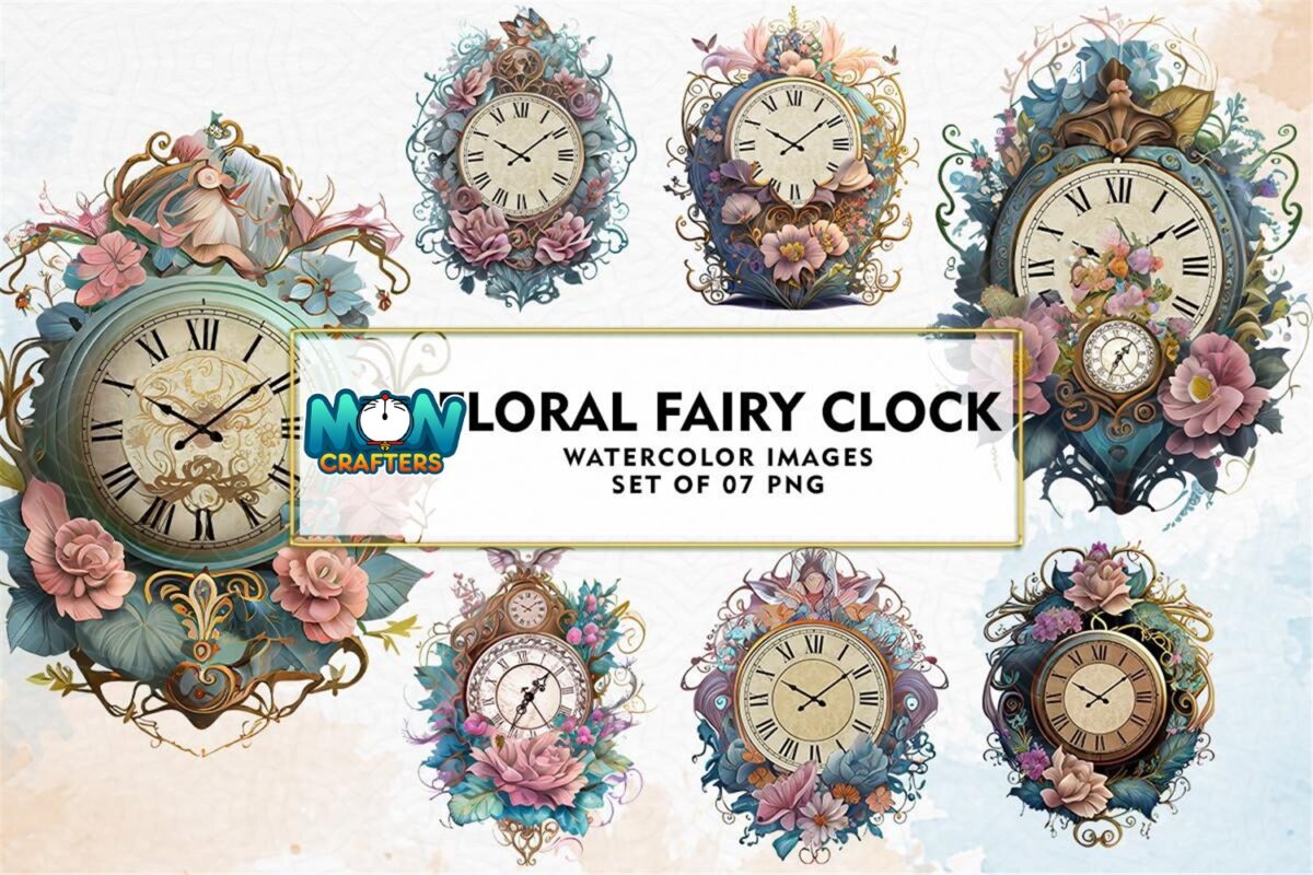 floral-fairy-clock-watercolor-clipart