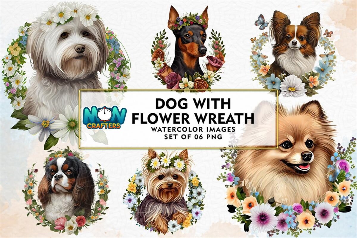 dog-flower-wreath-watercolor-sublimation