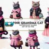 cute-pink-grandma-cat-watercolor-clipart