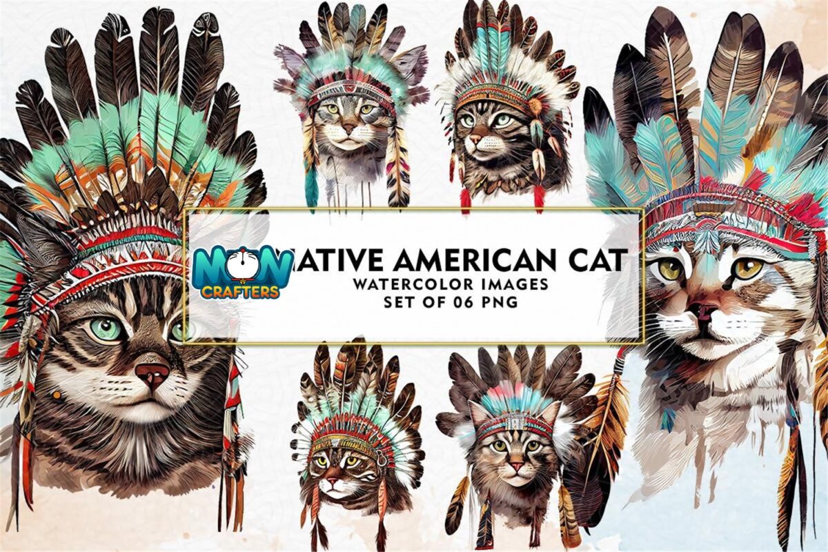 native-american-cat-sublimation-clipart