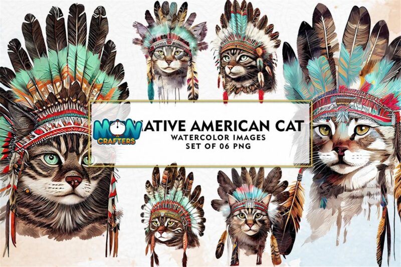 native-american-cat-sublimation-clipart