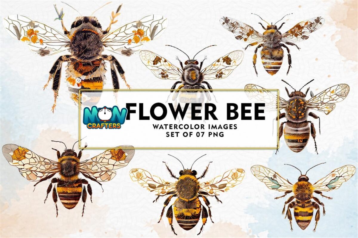 flower-bee-watercolor-sublimation