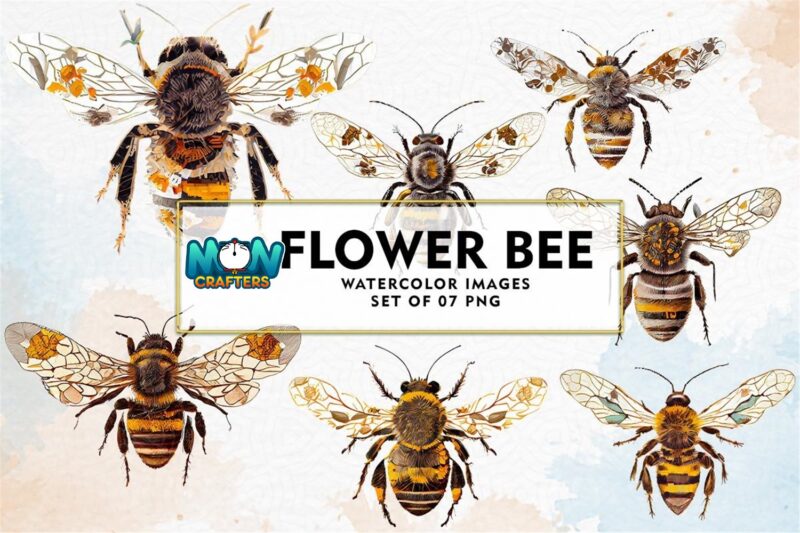 flower-bee-watercolor-sublimation
