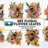 bee-floral-leaves-watercolor-sublimation