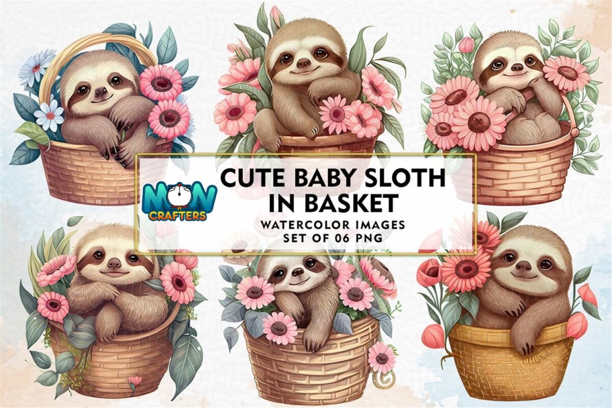 cute-baby-sloth-in-basket-watercolor