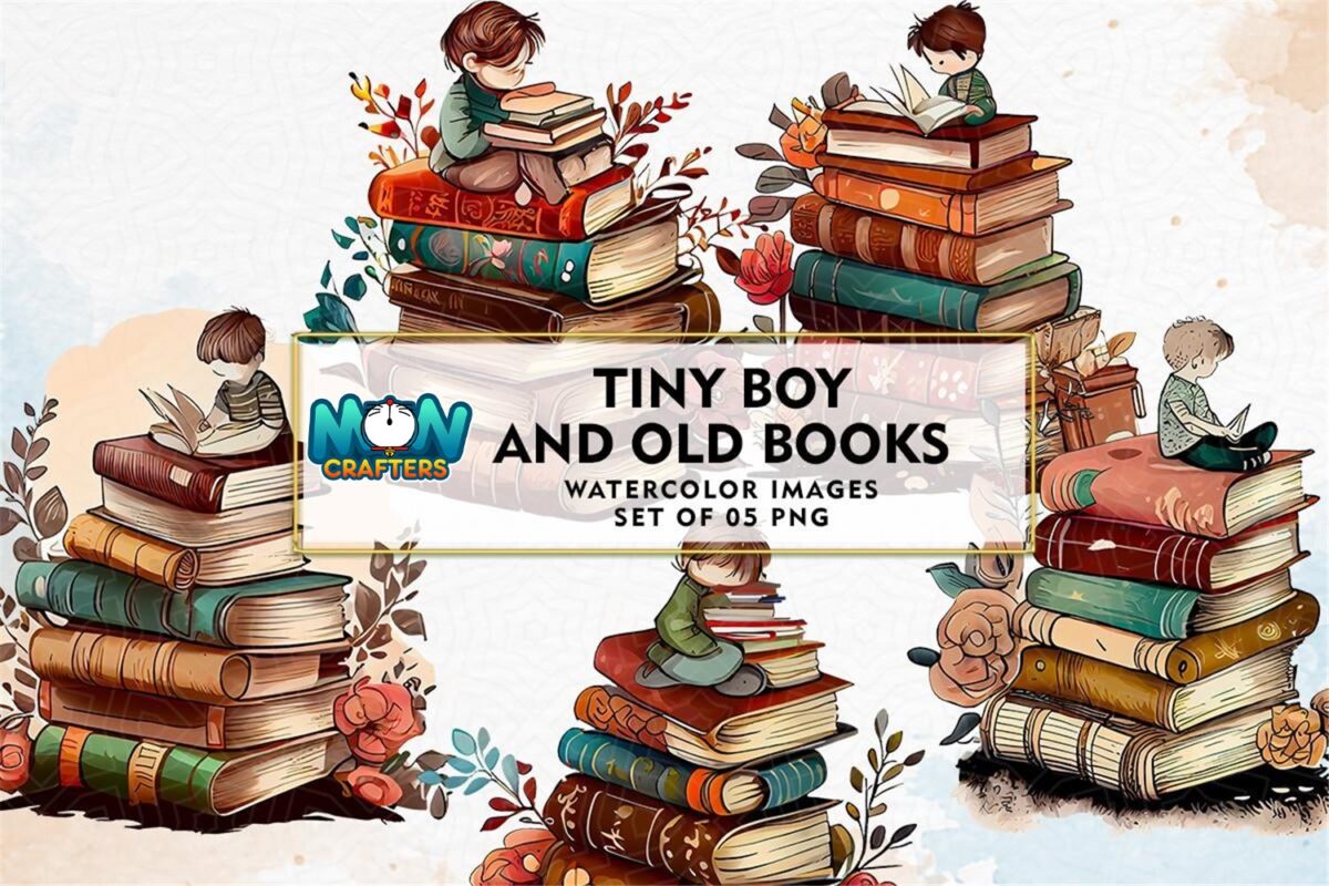 tiny-boy-and-old-books-watercolor