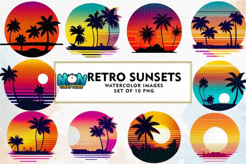 retro-sunset-watercolor-sublimation