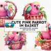 cute-pink-parrot-in-basket-watercolor