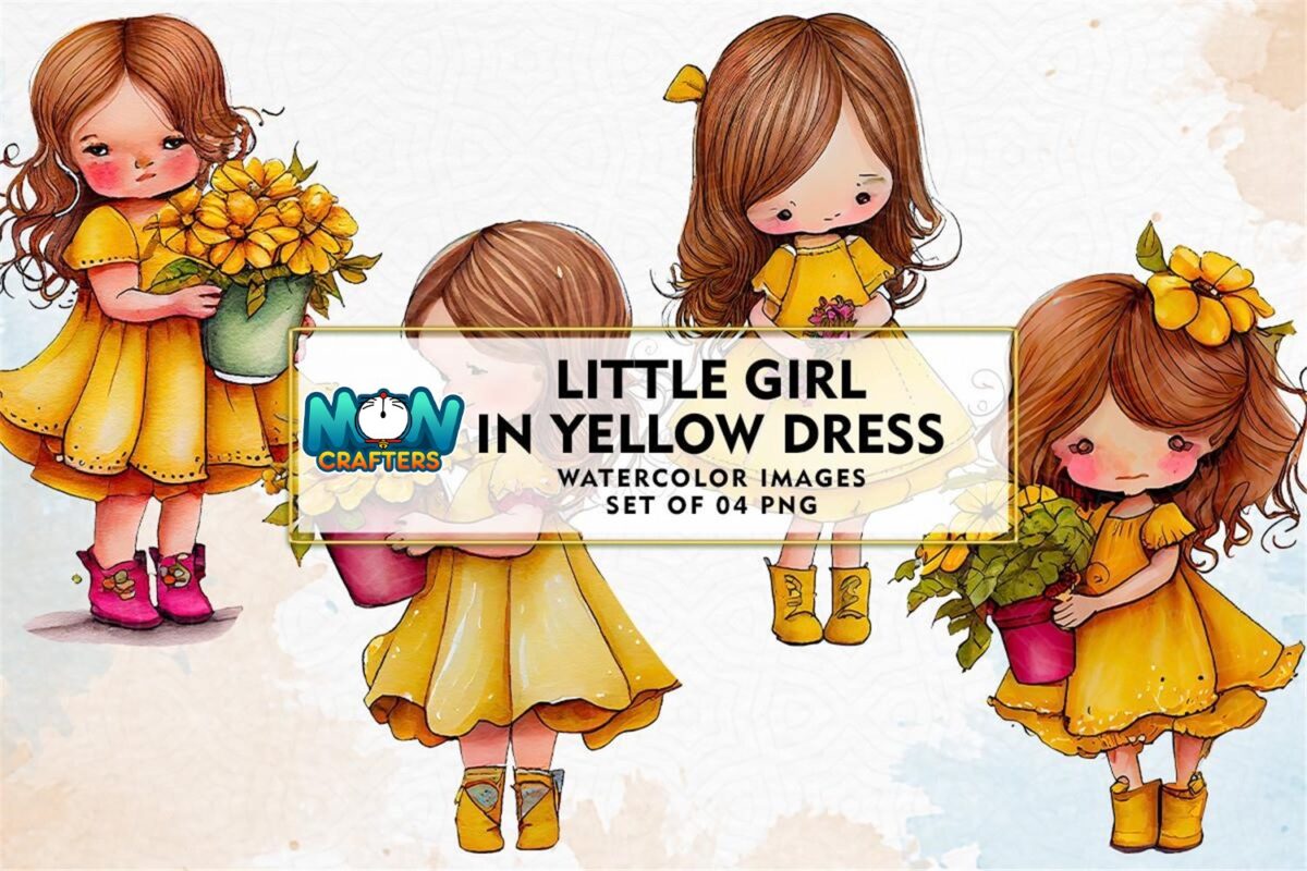 little-girl-in-yellow-dress-watercolor
