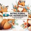 retro-floral-fox-watercolor-sublimation