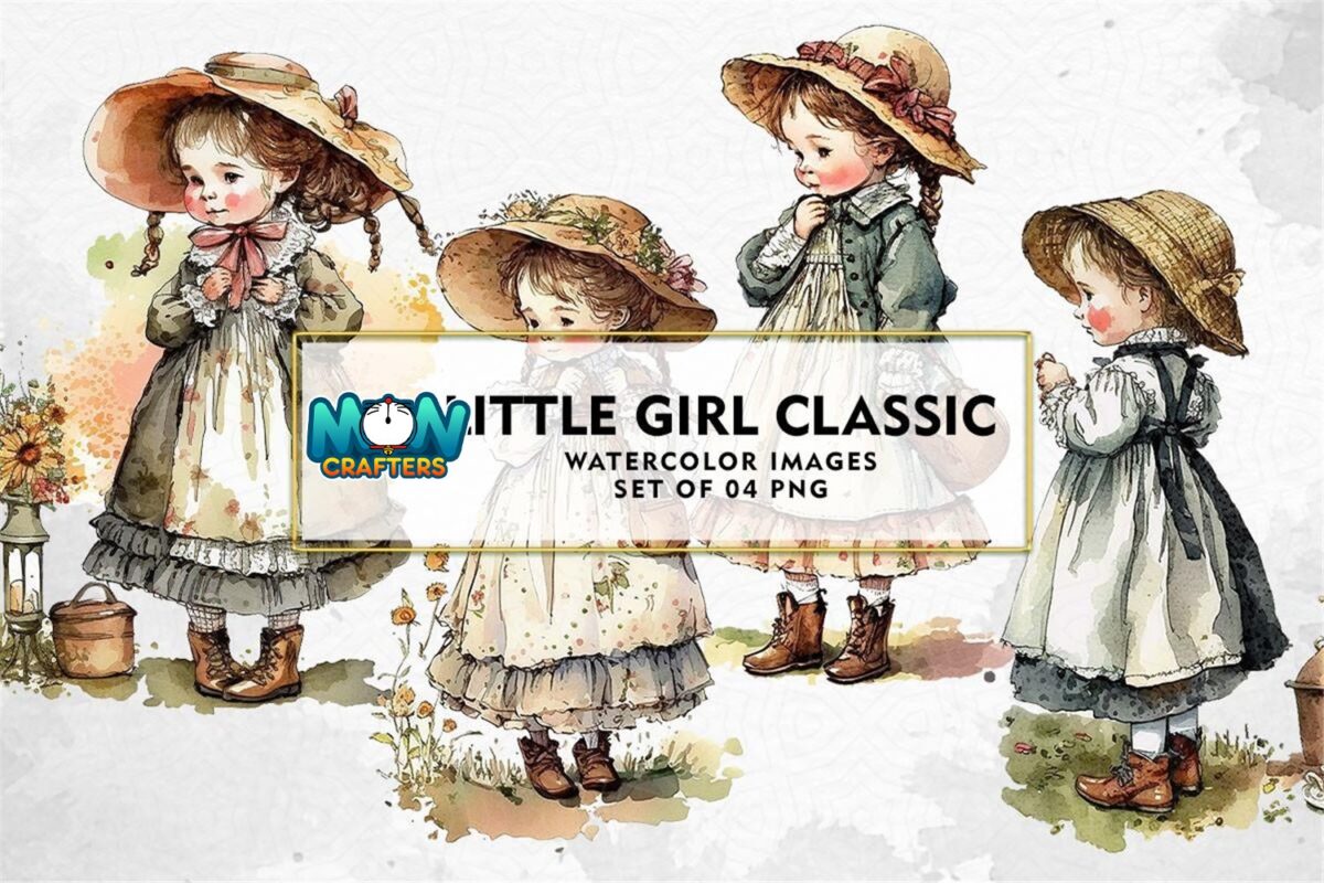 little-girl-classic-watercolor-clipart