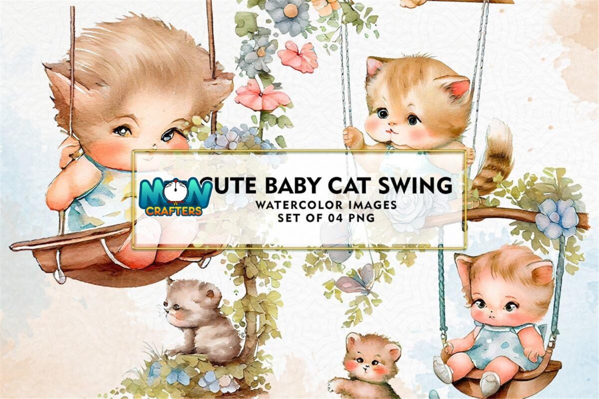 cute-baby-cat-swing-watercolor-clipart