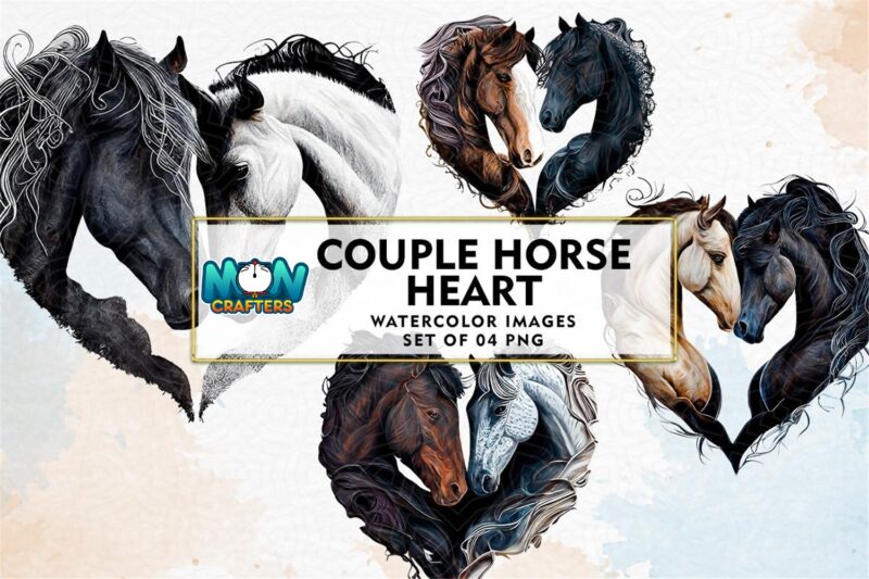 couple-horse-heart-watercolor-clipart