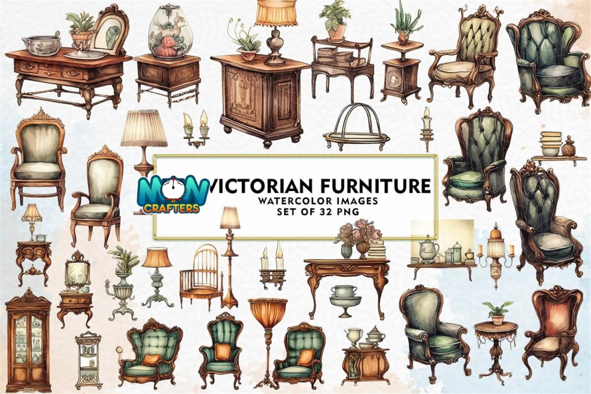 victorian-furniture-clipart-set