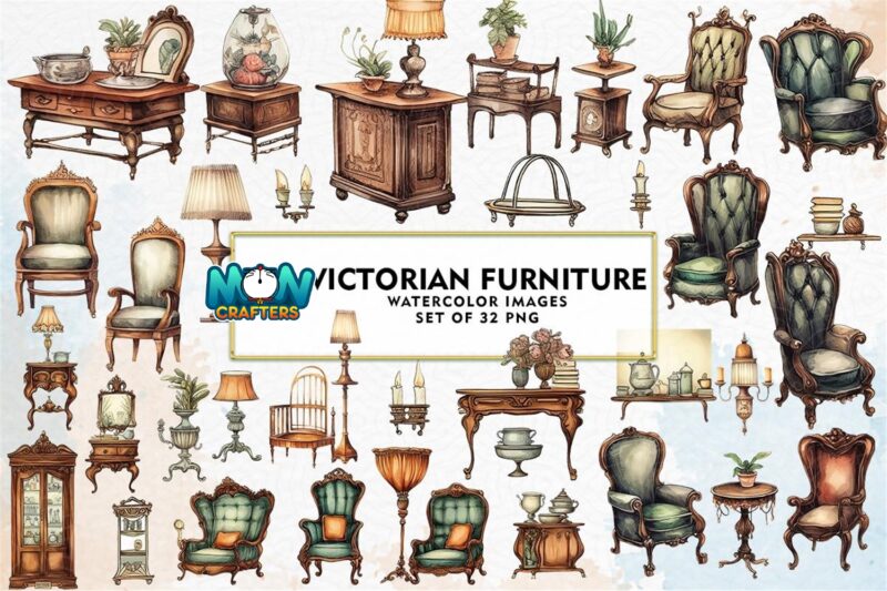 victorian-furniture-clipart-set