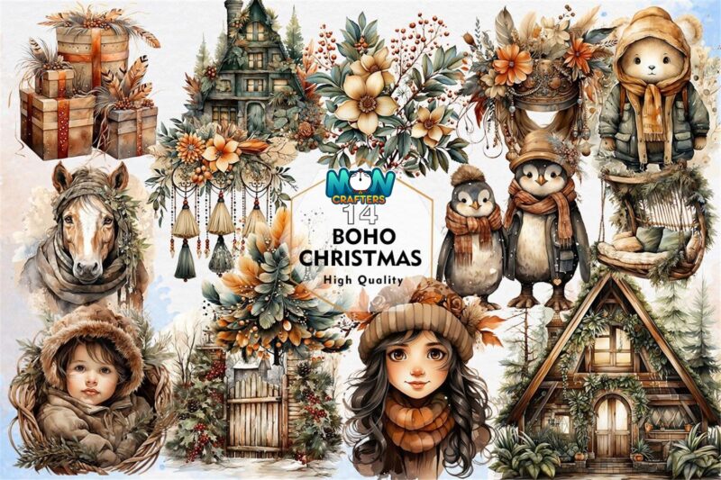boho-christmas-sublimation-clipart-png