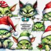 christmas-peeking-green-cat-clipart-png