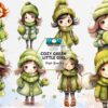 cozy-green-little-girl-clipart-png