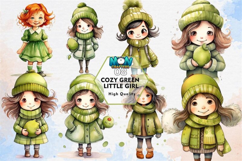 cozy-green-little-girl-clipart-png