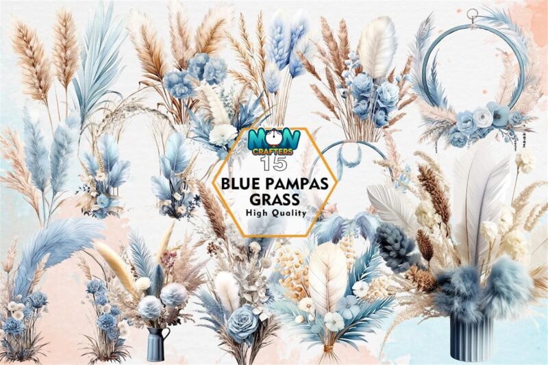blue-pampas-grass-sublimation-clipart