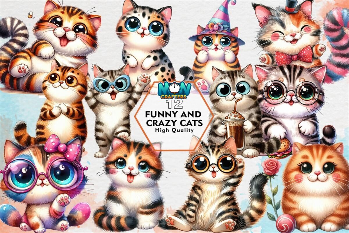 funny-and-crazy-cats-sublimation-clipart