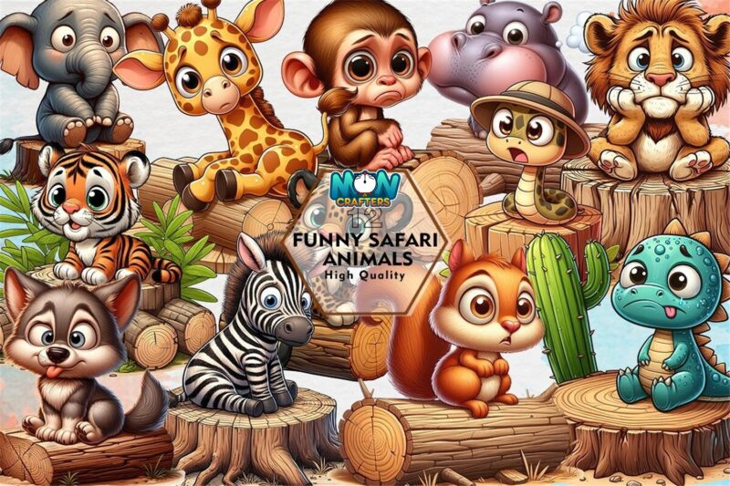 funny-safari-animals-sublimation-clipart