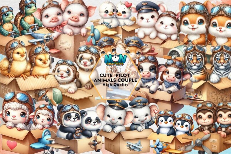 cute-pilot-animals-couple-clipart-png