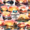 watercolor-lake-sunset-clipart-png