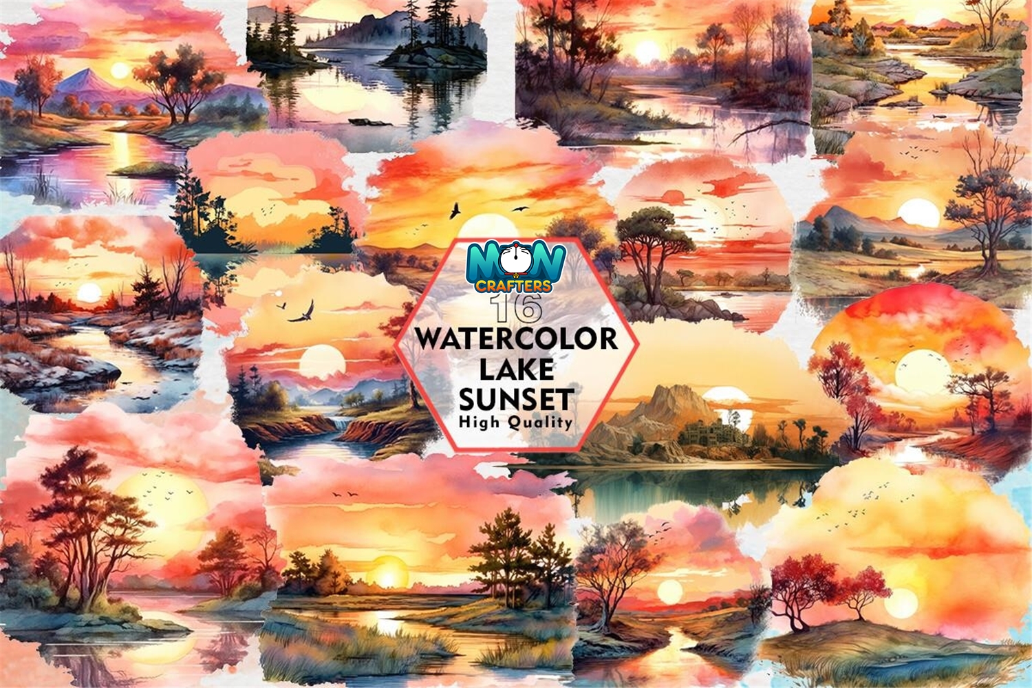 watercolor-lake-sunset-clipart-png