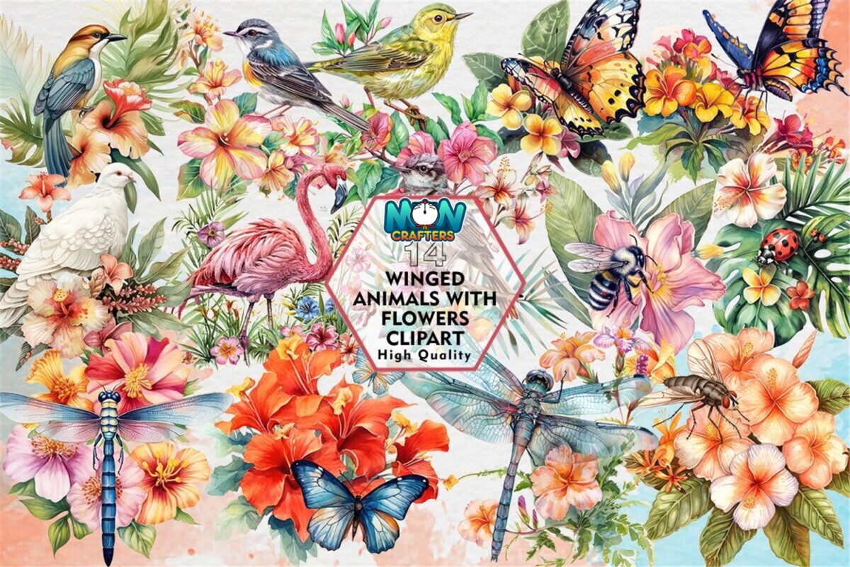 winged-animals-with-flowers-clipart