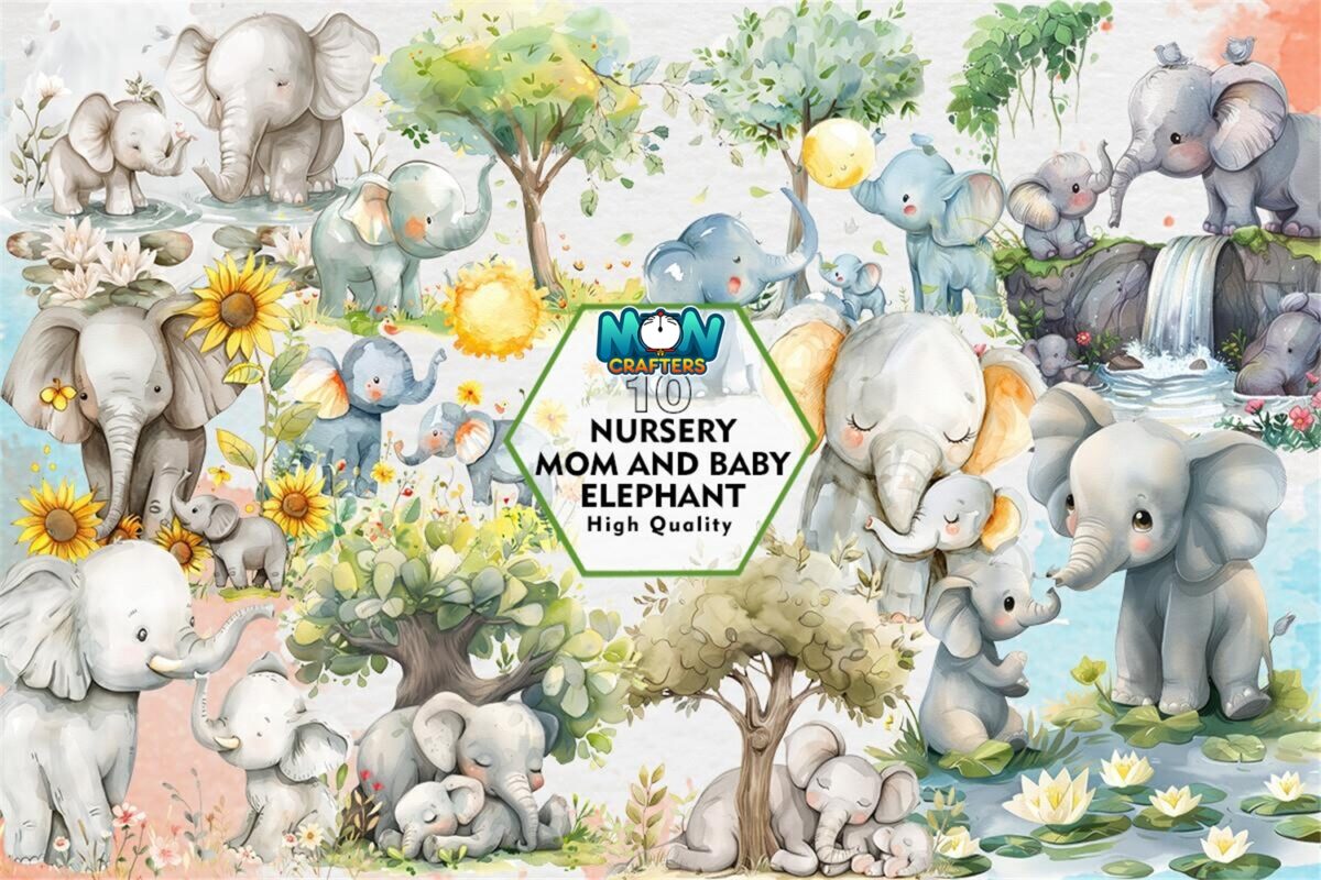 nursery-mom-and-baby-elephant