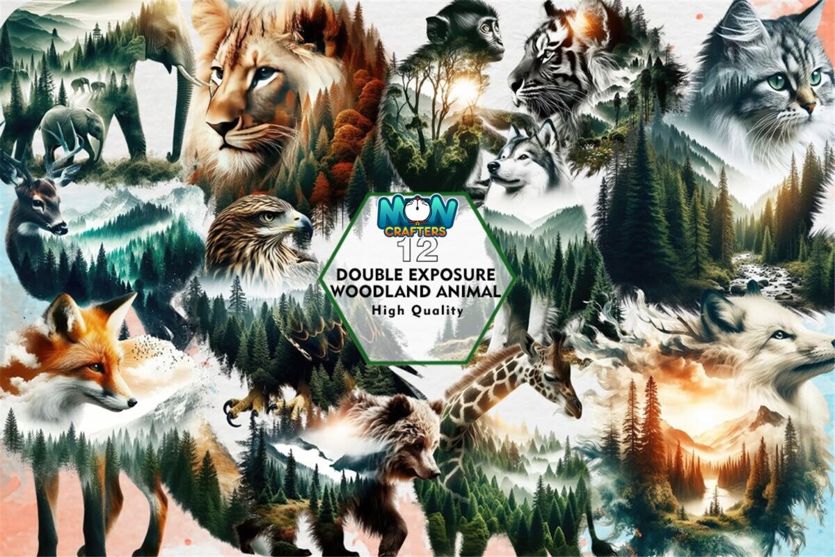 double-exposure-woodland-animal-clipart
