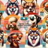retro-dog-sunset-summer-clipart-png