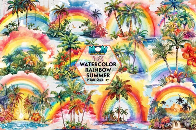 watercolor-rainbow-summer-clipart-png