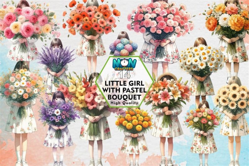 little-girl-with-pastel-bouquet-clipart