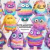 cute-monsters-watercolor-clipart-png