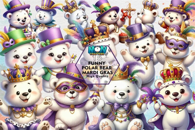 funny-polar-bear-mardi-gras-clipart-png