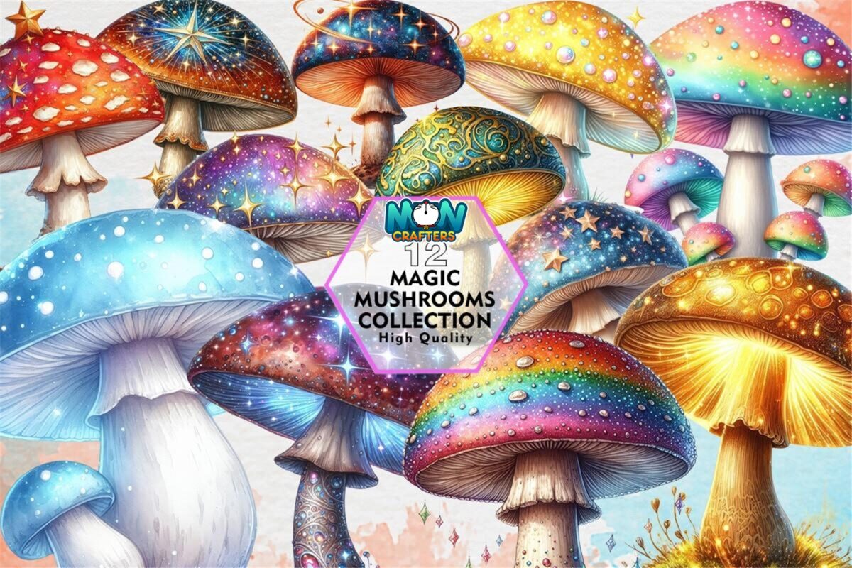 magic-mushrooms-collection-clipart-png