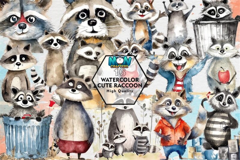 watercolor-cute-raccoon-clipart-png