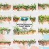 watercolor-ivy-plant-brick-wall